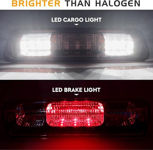 مجموعة مصابيح LED الخلفية + ضوء الفرامل الثالث لسيارة Ford F-150 F150 2004-2008 [نموذج هالوجين المصنع] Fleetside Styleside، مصابيح خلفية جانبية للسائق + الراكب وإضاءة إيقاف عالية، 3 قطع، عدسات حمراء in Saudi Arabia