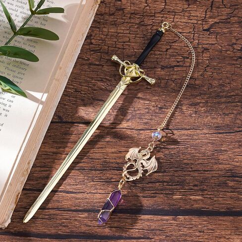 Dragon Sword Bookmark Gift - Fantasy Fourth Wing Book Mark for Reading Novel Lovers Men Boys Funny Cool Unique Metal Page Markers for Reader Birthday Students Teacher School Accessories in Saudi Arabia