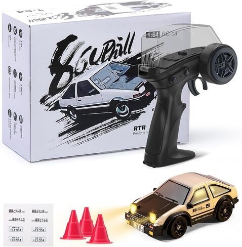 RC Drift Car 1/64 Scale Mini RC, 2.4Ghz Micro Turbo Racing 4WD Desktop Remote Control Rally Car with LED Lights for Adults Kid Toys Gift (AE86) in Kuwait