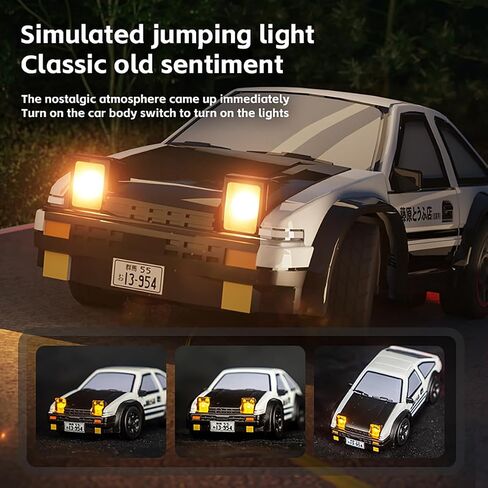 RC Drift Car 1/64 Scale Mini RC, 2.4Ghz Micro Turbo Racing 4WD Desktop Remote Control Rally Car with LED Lights for Adults Kid Toys Gift (AE86) in Kuwait