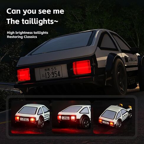 RC Drift Car 1/64 Scale Mini RC, 2.4Ghz Micro Turbo Racing 4WD Desktop Remote Control Rally Car with LED Lights for Adults Kid Toys Gift (AE86) in Kuwait