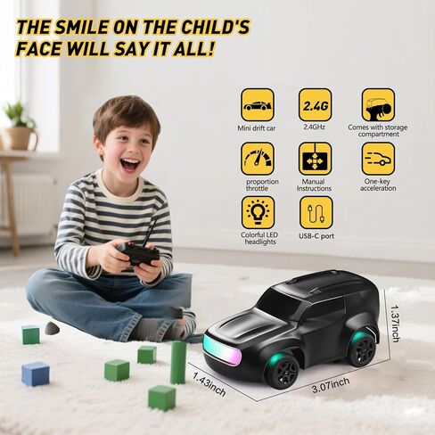 RC Drift Car 1/64 Scale Mini RC ، 2.4GHz Micro Turbo Racing 4WD Desktop Remote Rally Car مع أضواء LED للبالغين هدية لعب الأطفال (AE86) in Kuwait