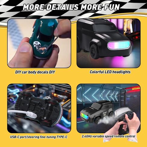 RC Drift Car 1/64 Scale Mini RC ، 2.4GHz Micro Turbo Racing 4WD Desktop Remote Rally Car مع أضواء LED للبالغين هدية لعب الأطفال (AE86) in Kuwait