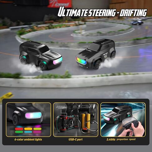 RC Drift Car 1/64 Scale Mini RC ، 2.4GHz Micro Turbo Racing 4WD Desktop Remote Rally Car مع أضواء LED للبالغين هدية لعب الأطفال (AE86) in Kuwait