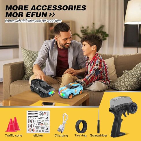 RC Drift Car 1/64 Scale Mini RC ، 2.4GHz Micro Turbo Racing 4WD Desktop Remote Rally Car مع أضواء LED للبالغين هدية لعب الأطفال (AE86) in Kuwait