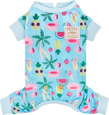 KYEESE Dog Pajamas for Summer Mesh Pjs for Small Dogs Fast-Drying Pet Onesie Lightweight Pet Costume Breathable Puppy Clothes Onesie Comfy UV-Protective Doggie Jammies Flamingo Pattern, Medium in Kuwait