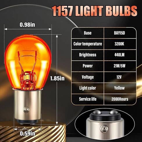 مصباح Meonum 1157، (10 عبوات) 2057 2357 7528 BAY15D، مصابيح إضاءة الفرامل، استبدال لمبة إشارة الانعطاف لمصابيح احتياطية لوقوف السيارات تعمل على ذيل العلامة، متوافقة مع 2357 1016 1034 1076 in Kuwait