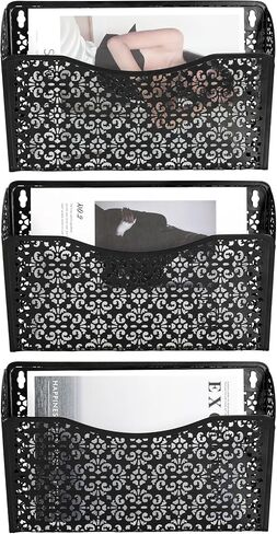 EasyPAG 3 Pockets Hanging File Organizer Wall Folder Holder Vertical Office Paper Magzine Rack,White in Kuwait