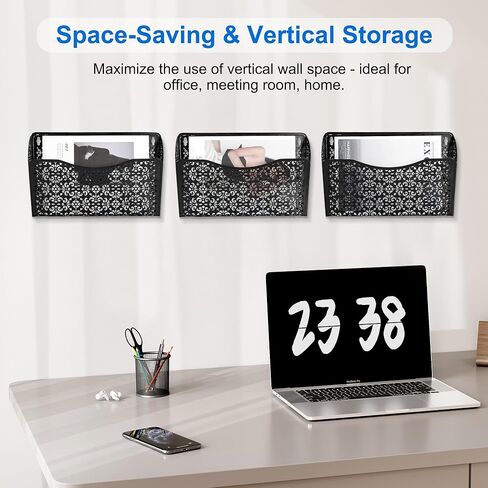 EasyPAG 3 Pockets Hanging File Organizer Wall Folder Holder Vertical Office Paper Magzine Rack,White in Kuwait