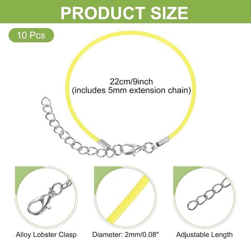 MECCANIXITY 10 PCS Light Blue Bracelet Cord,9" Adjustable Friendship Bracelet 2mm Waxed Polyester Cord with Lobster Clasp Bracelet String for Bracelet Making Jewelry DIY Craft in Saudi Arabia