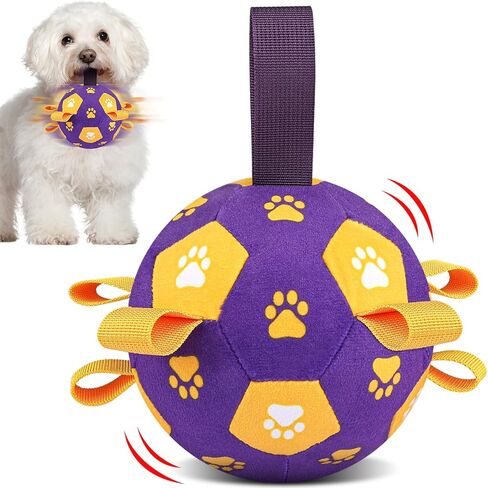 QDAN Interactive Dog Toys, Dog Soccer Ball with Straps, Dog Toys to Keep Them Busy, Remote Control, Jumping Balls with Recording and Music Modes for Small Medium Large Pet in Saudi Arabia