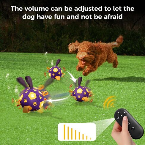 QDAN Interactive Dog Toys, Dog Soccer Ball with Straps, Dog Toys to Keep Them Busy, Remote Control, Jumping Balls with Recording and Music Modes for Small Medium Large Pet in Saudi Arabia