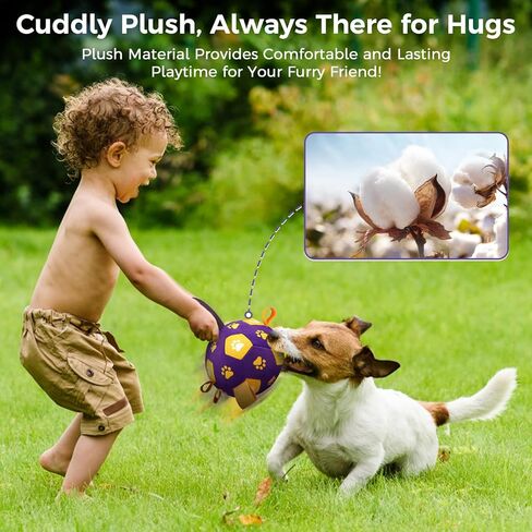 QDAN Interactive Dog Toys, Dog Soccer Ball with Straps, Dog Toys to Keep Them Busy, Remote Control, Jumping Balls with Recording and Music Modes for Small Medium Large Pet in Saudi Arabia