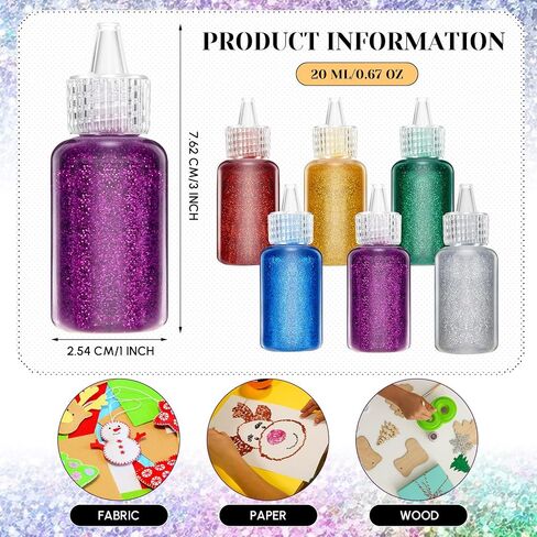 Fullhawl 6 Pack Glitter Glue Pens Bulk Glitter Bottles Set 20 Ml/0.67 oz Neon Metallic Non Toxic Rainbow Glue Stick Set for Craft Scrapbooking DIY Art Decorating Supplies (Delicate Color) in Kuwait