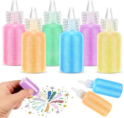 Fullhawl 6 Pack Glitter Glue Pens Bulk Glitter Bottles Set 20 Ml/0.67 oz Neon Metallic Non Toxic Rainbow Glue Stick Set for Craft Scrapbooking DIY Art Decorating Supplies (Delicate Color) in Kuwait