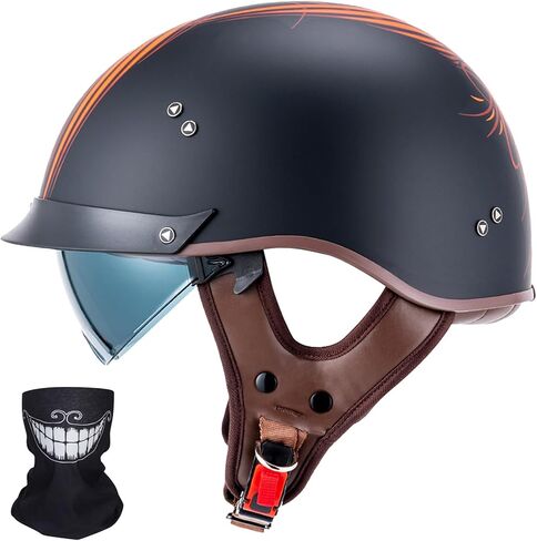 نصف خوذات الدرجات البخارية مفتوحة الوجه واقي من الشمس الإفراج السريع مشبك DOT المعتمدة خوذات الطيار كروزر للبالغين الرجال النساء in Kuwait