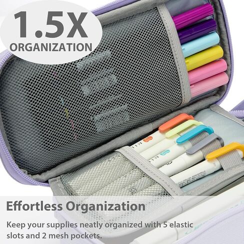 Pencil Case Pouch Box Bag School Supplies Girls Boys Kids, Cute Preppy Stuff Large Big Capacity Aesthetic Pen Organizer, Back to College Stationary, Purple, Stylish Stlye, 1800ml in Kuwait