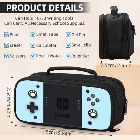 Large Pencil Case for Boys - Gamer Boys Pencil Pouch With Handle - Big Capacity Pen Box Pen Bag With Zipper Compartments, School Supplies Stationary Organizer for Kids Teens Adults in Saudi Arabia