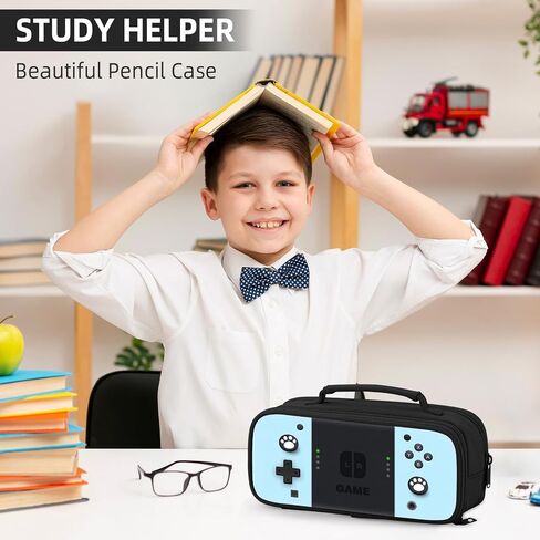 Large Pencil Case for Boys - Gamer Boys Pencil Pouch With Handle - Big Capacity Pen Box Pen Bag With Zipper Compartments, School Supplies Stationary Organizer for Kids Teens Adults in Saudi Arabia