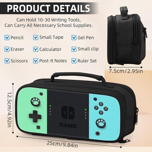 Large Pencil Case for Boys - Gamer Boys Pencil Pouch With Handle - Big Capacity Pen Box Pen Bag With Zipper Compartments, School Supplies Stationary Organizer for Kids Teens Adults in Saudi Arabia