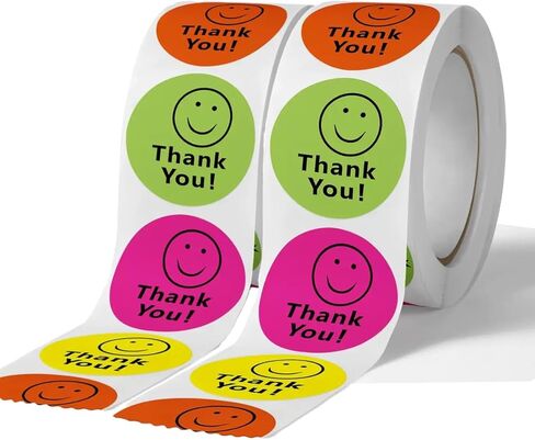 1000pcs 1in شكرًا لك ملصقات للأعمال التجارية الصغيرة ، Smile Face Thank You Label ، شكرًا لك على زخرفة ملصق ختم طلبك ، شكرًا لك على ملصقات الشراء الخاصة بك in Kuwait
