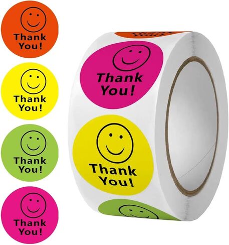 1000pcs 1in شكرًا لك ملصقات للأعمال التجارية الصغيرة ، Smile Face Thank You Label ، شكرًا لك على زخرفة ملصق ختم طلبك ، شكرًا لك على ملصقات الشراء الخاصة بك in Kuwait