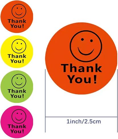 1000pcs 1in شكرًا لك ملصقات للأعمال التجارية الصغيرة ، Smile Face Thank You Label ، شكرًا لك على زخرفة ملصق ختم طلبك ، شكرًا لك على ملصقات الشراء الخاصة بك in Kuwait