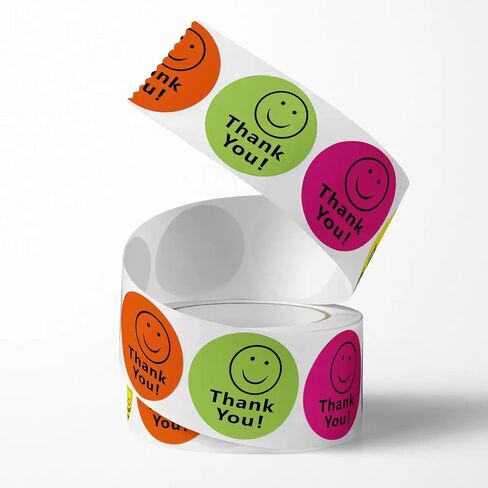 1000pcs 1in شكرًا لك ملصقات للأعمال التجارية الصغيرة ، Smile Face Thank You Label ، شكرًا لك على زخرفة ملصق ختم طلبك ، شكرًا لك على ملصقات الشراء الخاصة بك in Kuwait