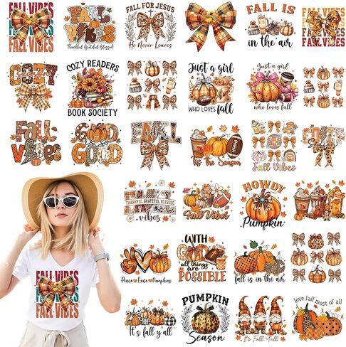 سقوط الحديد الغربي على التحويلات - 30 ورقة رجعية DTF جاهزة للضغط على بقع الحرارة السائبة Howdy Pumpkin Football Stickers شارات القمصان للنساء ملابس الملابس قبعة DIY الحرف اليدوية in Kuwait