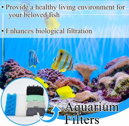 32 Pcs Replacement Filter Media Kit Compatible with Aquarium Filters Include Biological Foams Ammonia Remover Phosphate Pads Nitrite Remover, Towel and Grease (Compatible with 206/207) in Saudi Arabia