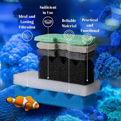 32 Pcs Replacement Filter Media Kit Compatible with Aquarium Filters Include Biological Foams Ammonia Remover Phosphate Pads Nitrite Remover, Towel and Grease (Compatible with 206/207) in Saudi Arabia