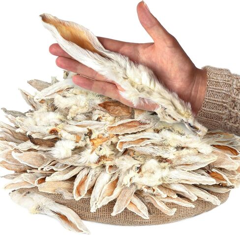 Rabbit Ears with Fur Dog Treats (50 pcs)| All-Natural, Hypoallergenic, Dehydrated Chews | Supports Dental Hygiene & Digestion | Ideal for Small, Medium & Large Dogs in Saudi Arabia