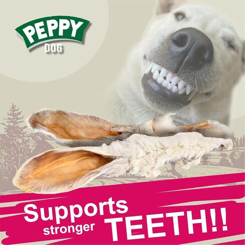 Rabbit Ears with Fur Dog Treats (50 pcs)| All-Natural, Hypoallergenic, Dehydrated Chews | Supports Dental Hygiene & Digestion | Ideal for Small, Medium & Large Dogs in Saudi Arabia