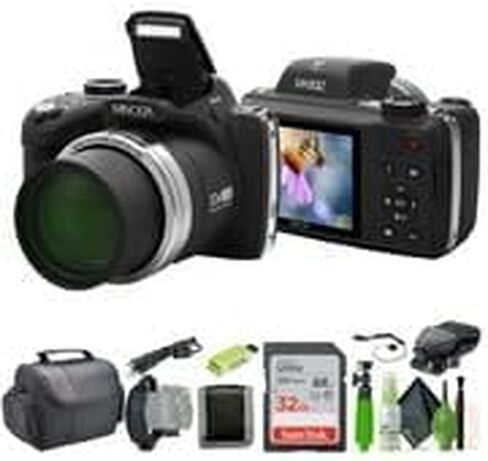 MINOLTA MN53Z 16 MP / 1080P FHD Bridge Digital Camera w/53x Optical Zoom (Purple) Bundle with 32GB Memory Card + Camara Bag + Cleaning Kit + Vlogging Tripod + Accessories in Kuwait