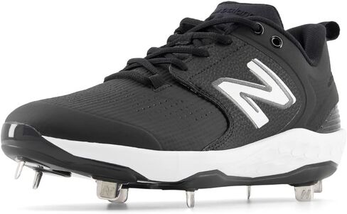 New Balance Men's Fresh Foam X 3000 V6 Metal Baseball Shoe, Black/White, 7.5 in Saudi Arabia