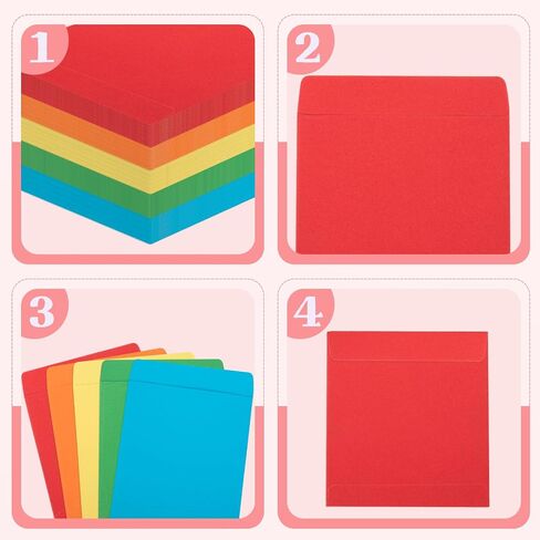 50 Pieces Library Card Pockets 5 Colors Library Card Envelopes with 60 PCS Removable Adhesive Dots for School Office Public Library Books (Rainbow) in Saudi Arabia