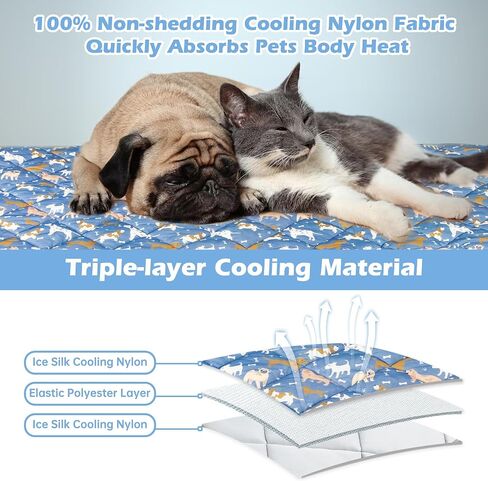 Dog Cooling Mat, Cat Self Cool Ice Pads,Lightweight Pet Pad Blanket Bed Cover,Puppies Summer Cool Tech Fabric,Washable Dog Sleeping Mat for Home & Outdoor,Keep Cooling for Pets in Kuwait