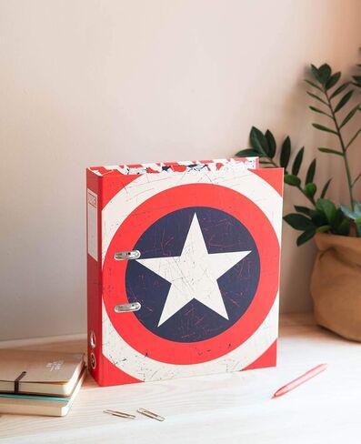 Grupo Erik Lever Arch File - Marvel Captain America | منظم الملفات 11 × 12.6 بوصة - 28 × 32 سم المجلدات للأعمال الورقية A4 ، رنين Binder A4 | هدايا Marvel ، Marvel Stationery in Saudi Arabia
