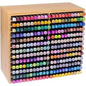 Bamboo Marker Organizer for 260pcs Marker, Wooden Art Supply Organizer,Bamboo Art Supply Storage Rack，Desktop Storage for Markers, Pens, Pencils.
