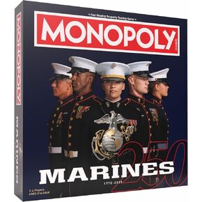 Monopoly: Marines 250th Anniversary Edition, Celebrate 250 Years, Buy Bases Worldwide and Upgrade with Tents & Barracks, Play as Tokens: Combat Boots, Bulldog, & More, Officially Licensed Merchandise