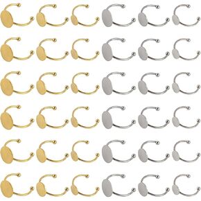 Framendino, 30 Pack Stainless Steel Blank Ring Adjustable Flat Pad Rings Base for Jewelry DIY Making Crafts 12mm 10mm 8mm Silver Gold
