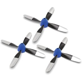 LEAMBE 3 Sets of 4-Blade Propeller Spare RC Plane Propellers Compatible with P51 Mustang & P40 Warhawk Remote Control Airplane Nose Cone Blue