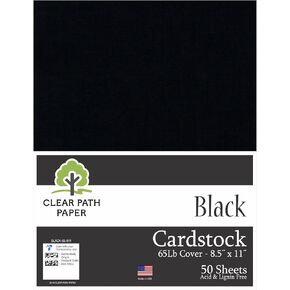 Clear Path Paper Black Cardstock - 8.5 x 11 inch - 65Lb Cover - 100 Sheets