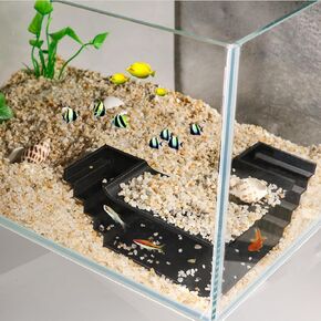 Aquarium Undergravel Fish Tunnel Hide Cave Corner Tank Decorations Under Gravel Viewing Tunnel Fish Cave for Aquarium Hideout (Black,Style 1)
