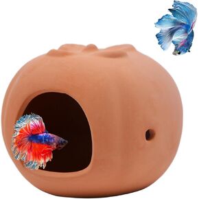 Saim Aquarium Small Betta Caves Decor, Cute Persimmon Shape Fish House Hideout Ornament for Aquarium, Fish Tank Decoration, Smalland Shrimp Breeding Cave Don't Contain Paint