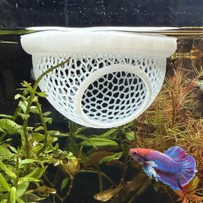 3D-Printed Floating Betta Cave & Shrimp Hideout - Multi-Functional Aquarium Hammock, Feeding Ring, Stress-Free Resting Spot for Betta Fish, Corydoras & Small Fish Tanks