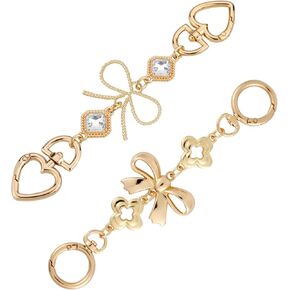 2pcs Bag Extender Chains, Bow Purse Strap Extenders Crossbody Shoulder Bag Extension Replacement for Women Handbags Purse Making Supplies Accessories (Silver & Gold)