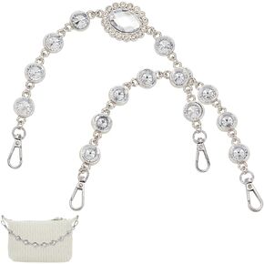 AHANDMAKER 2 Pcs Rhinestone Bag Strap Extender - 2 Styles Crystal Chain Purse Strap Replacement, DIY Extender for Handbag, Clutch