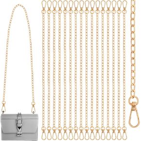 16 Pcs Gold Purse Chain 47" Metal Shoulder Cross Body Bag Strap Replacement with Buckle for DIY Handbags Crossbody Clutch Repair Handmade Craft