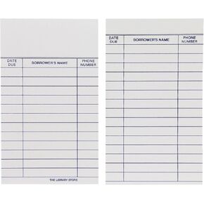 Book Cards 3-Column Date Due Borrowers Name Phone Number 100 per Pkg